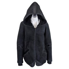 Vintage Alexander Wang Mens Suede Shearling Hoodie 