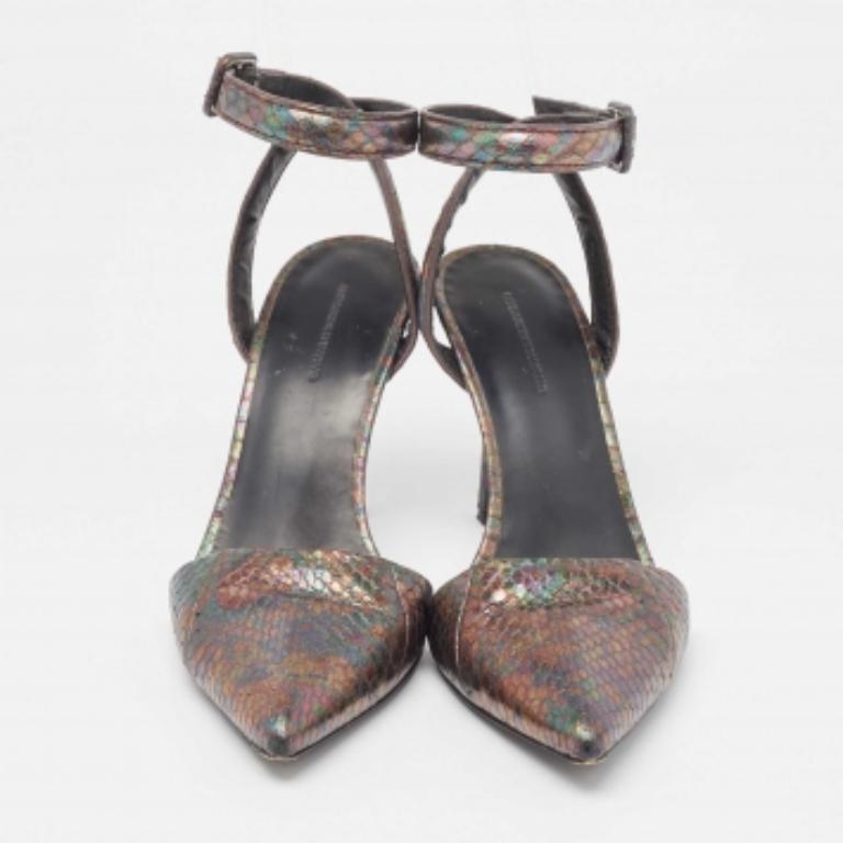 Alexander Wang Bombas Lovisa de piel de serpiente en relieve metalizado Talla 38.5 en venta 2