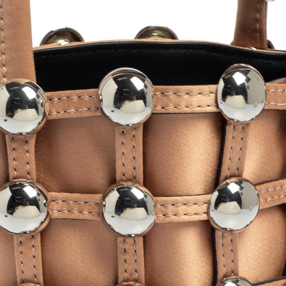 Alexander Wang Metallic Rose Gold Satin Woven Studded Bucket Bag 1