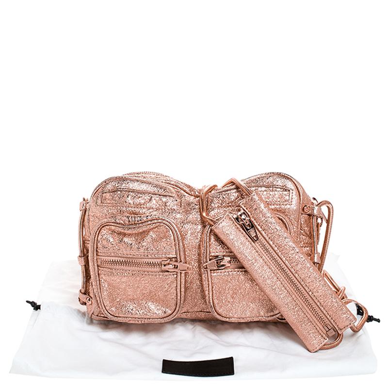 Alexander Wang Metallic Rose Gold Textured Leather Brenda Chain Shoulder Bag 4