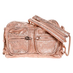 Alexander Wang Metallic Rose Gold Textured Leather Brenda Chain Shoulder Bag