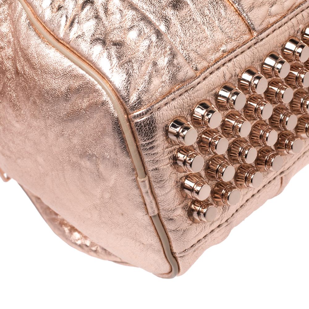 Alexander Wang Metallic Rose Gold Textured Leather Rocco Duffel Bag 3