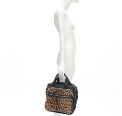 ALEXANDER WANG Millie leopard horsehair black leather top handle tote bag