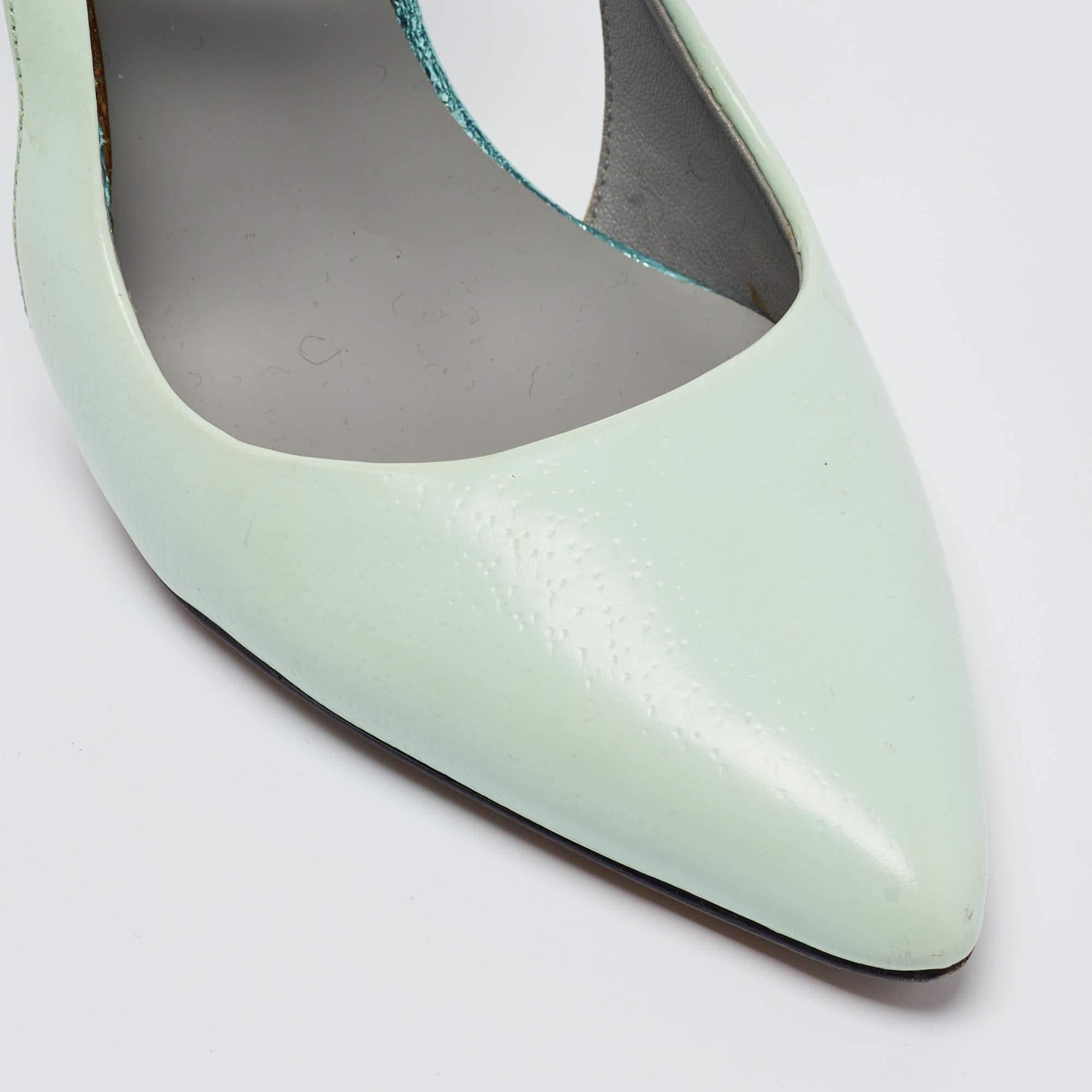 Alexander Wang Mint Green/Black Leather Slingback Ankle Strap Pumps Size 36 4