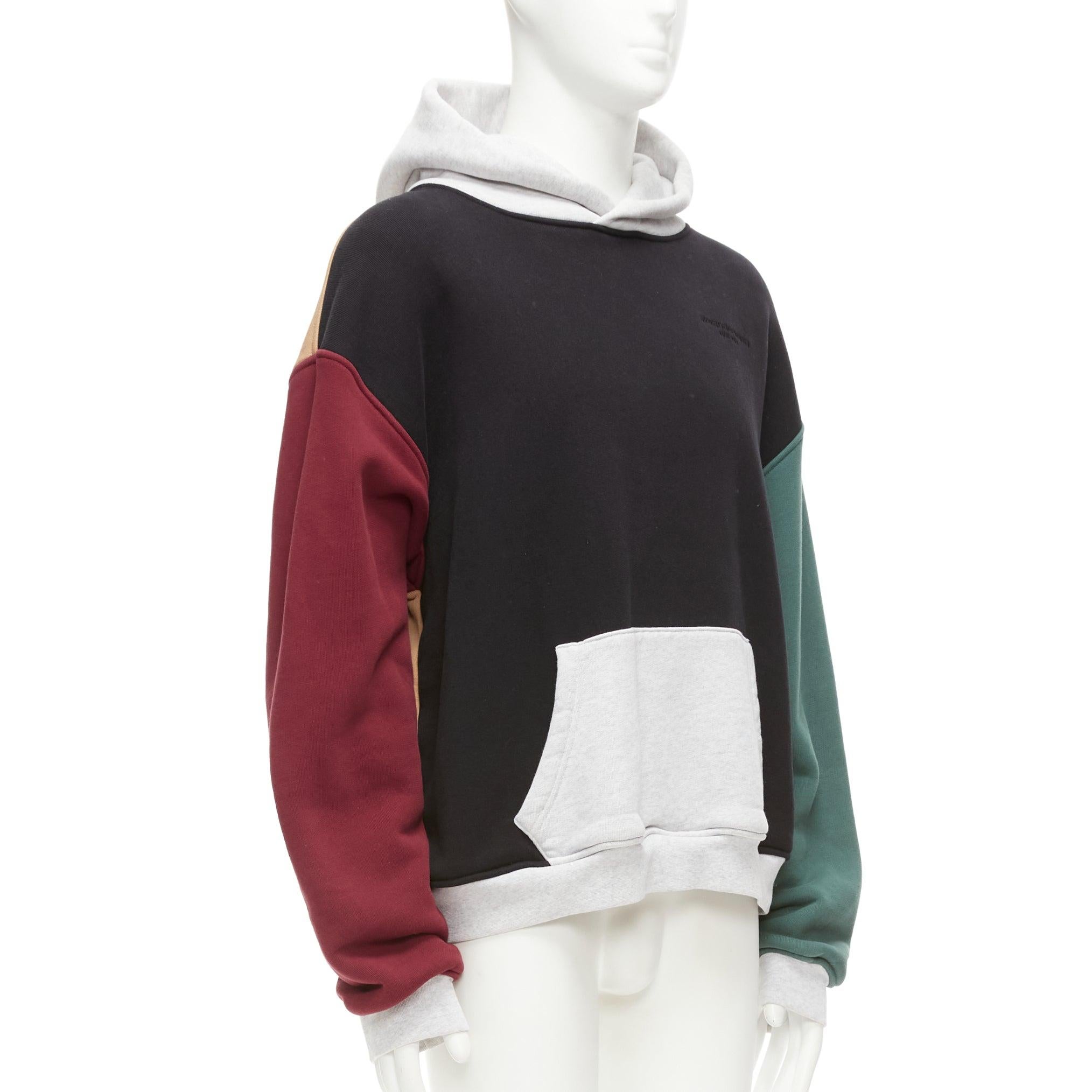 ALEXANDER WANG multicolour colorblocked panelled hoodie sweatshirt M In Excellent Condition For Sale In Hong Kong, NT