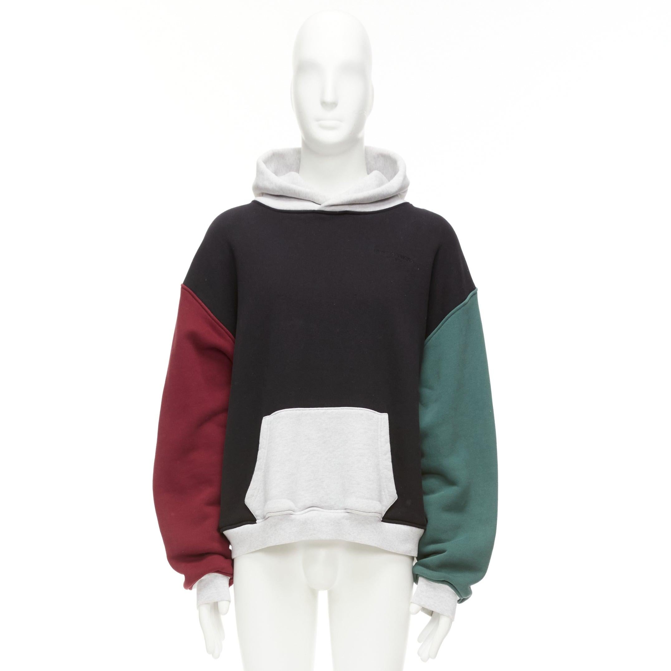 ALEXANDER WANG multicolour colorblocked panelled hoodie sweatshirt M For Sale 5