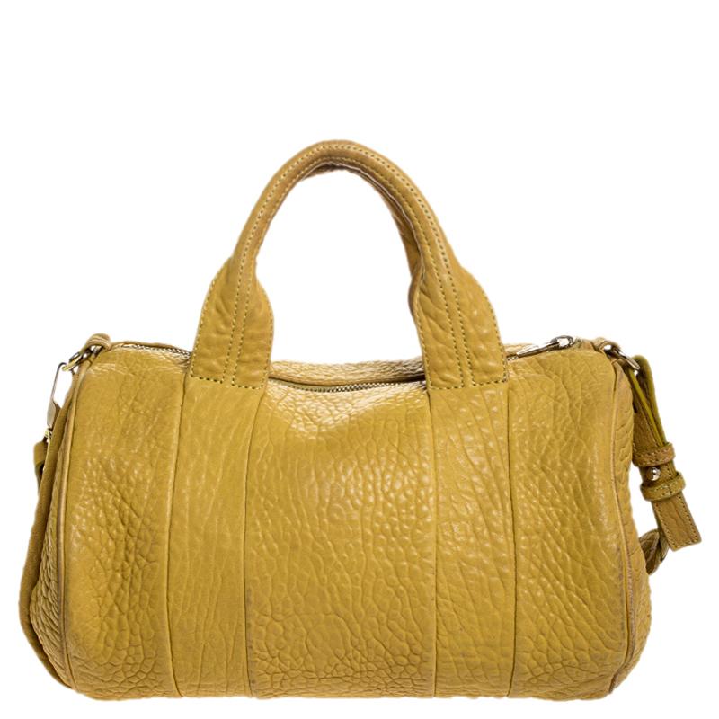 Alexander Wang Mustard Pebbled Leather Rocco Duffel Bag For Sale at ...