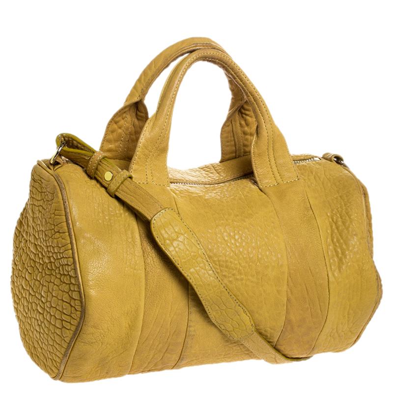 Alexander Wang Mustard Pebbled Leather Rocco Duffel Bag For Sale at ...