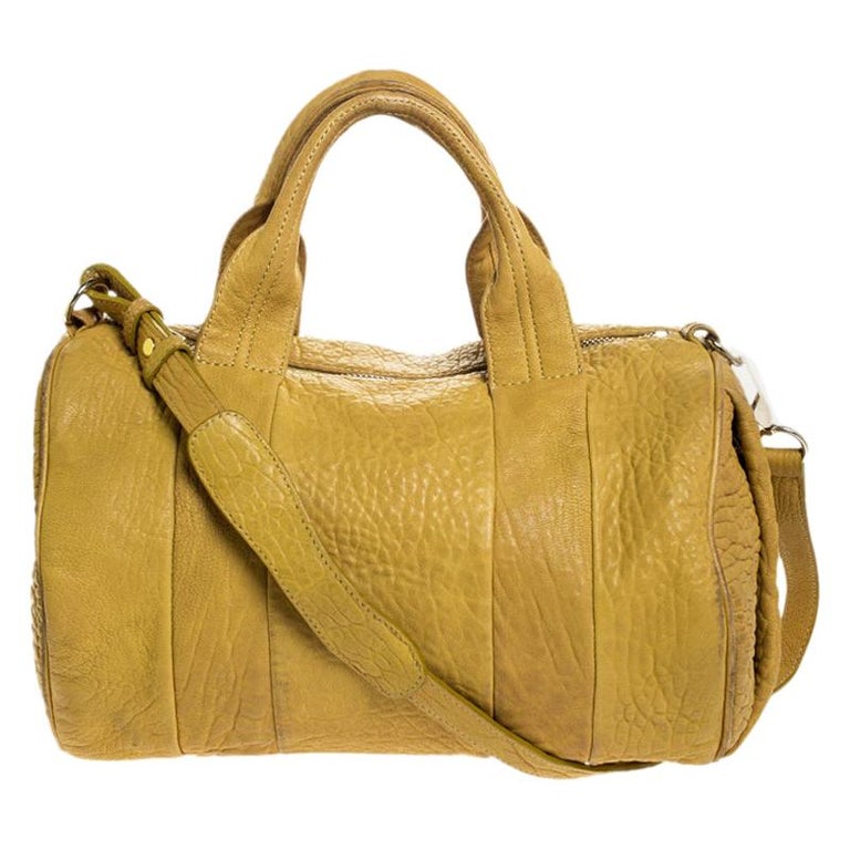 Alexander Wang Mustard Pebbled Leather Rocco Duffel Bag For Sale at 1stDibs
