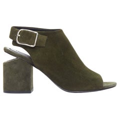 ALEXANDER WANG Zapatos de tacón abiertos Nadia de ante verde y plata EU39