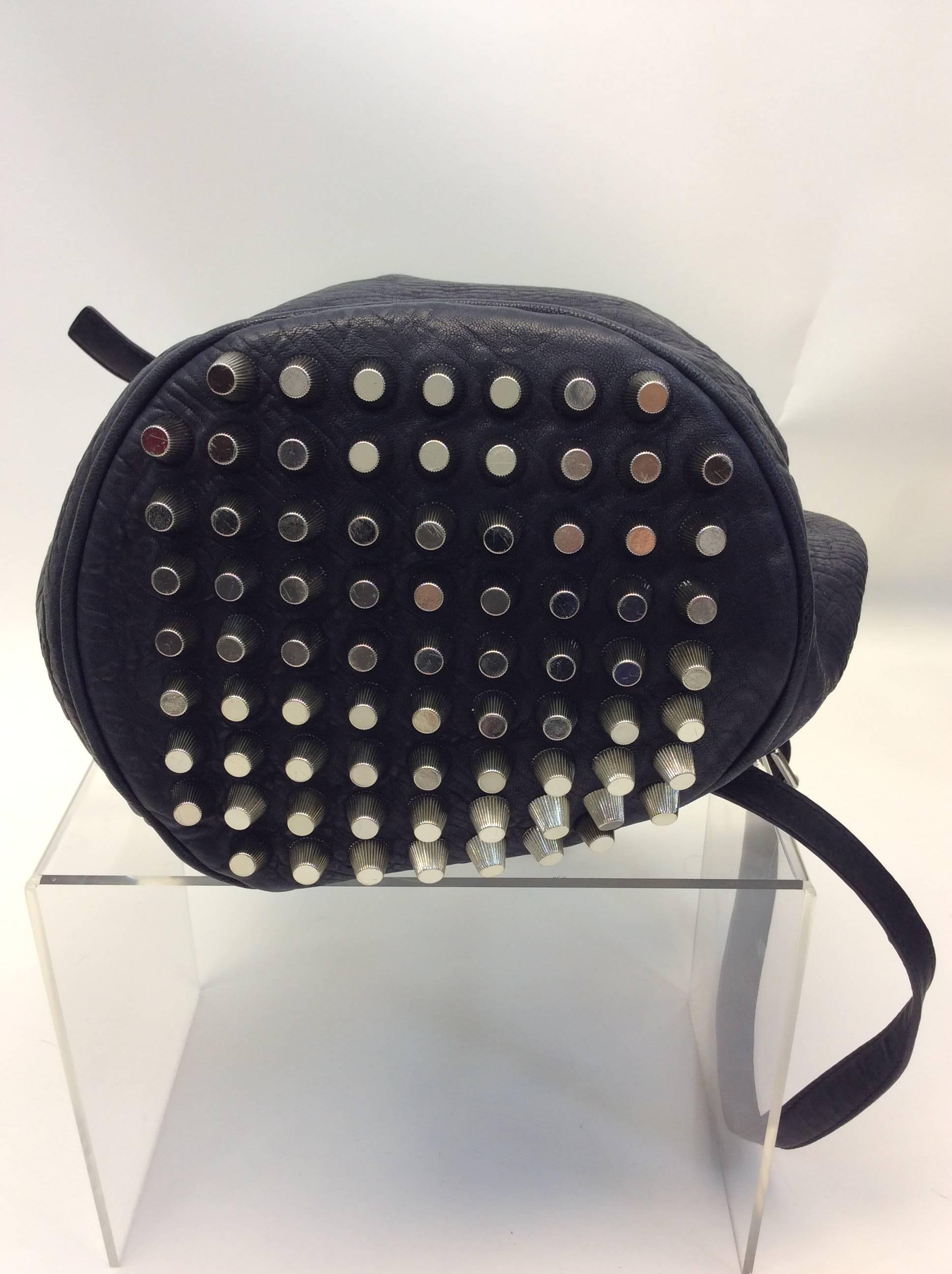 Black Alexander Wang Navy Studded Leather Bucket Bag For Sale