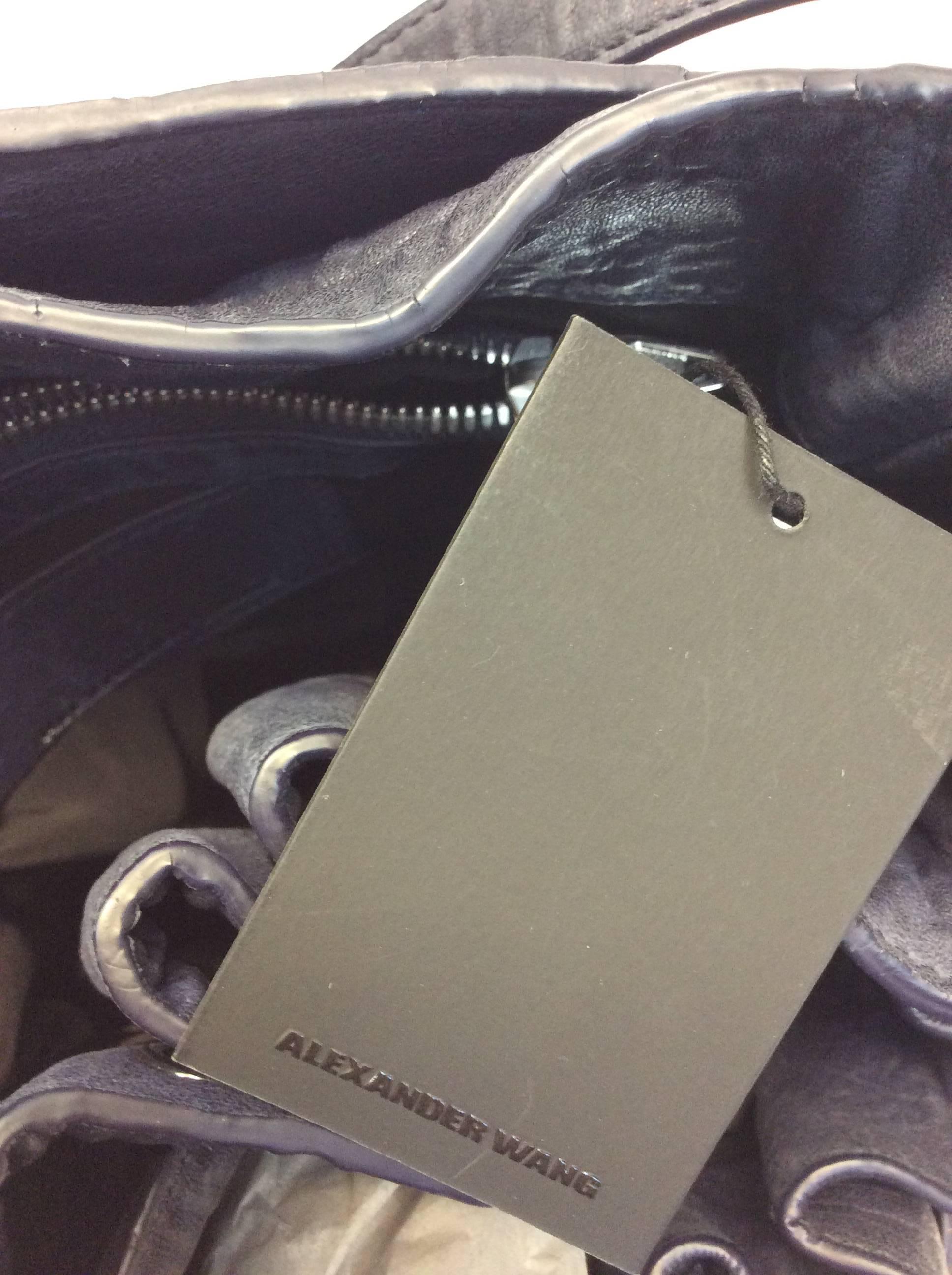 Alexander Wang Navy Studded Leather Bucket Bag In Excellent Condition For Sale In Narberth, PA