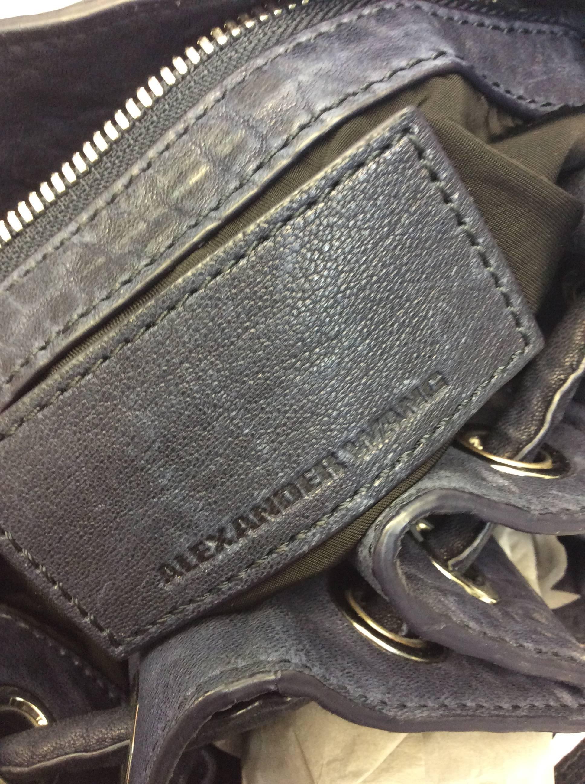Alexander Wang Navy Studded Leather Bucket Bag For Sale 1