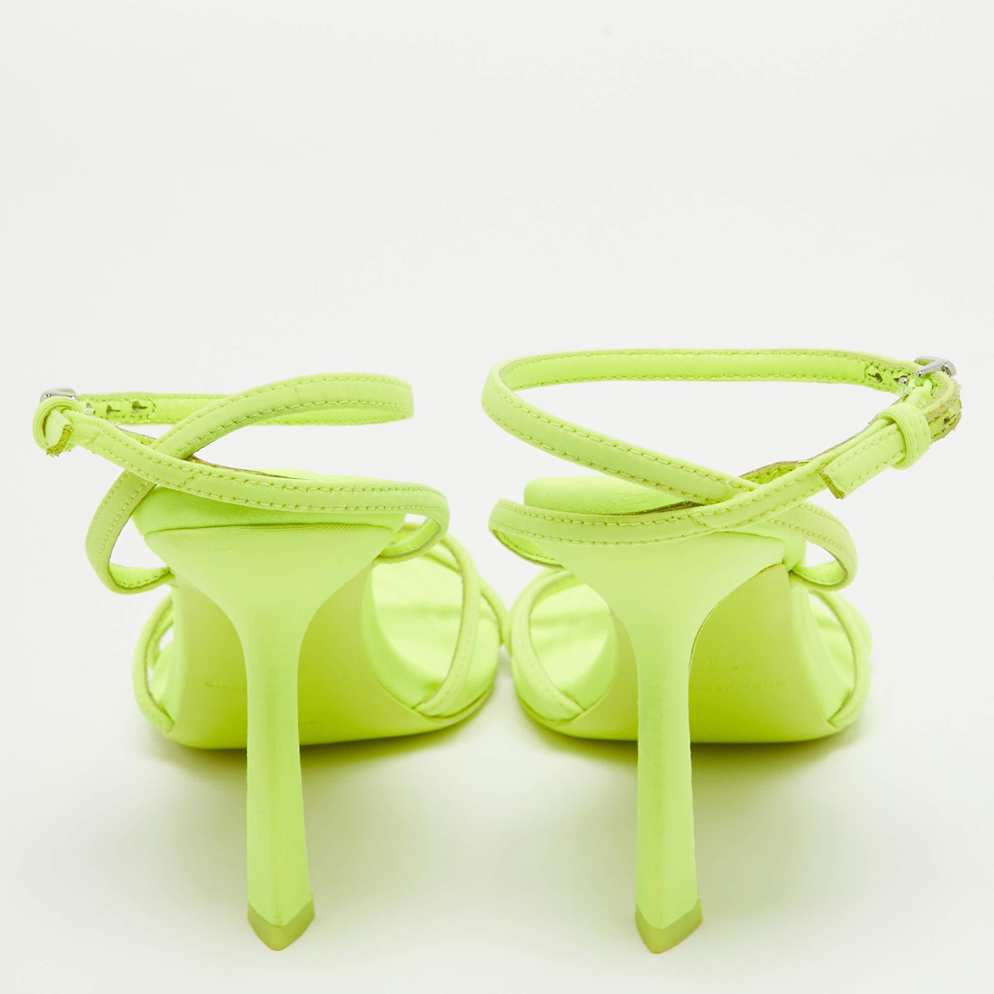 Alexander Wang Neon Green Fabric Dahlia Ankle Strap Sandals Size 40 1
