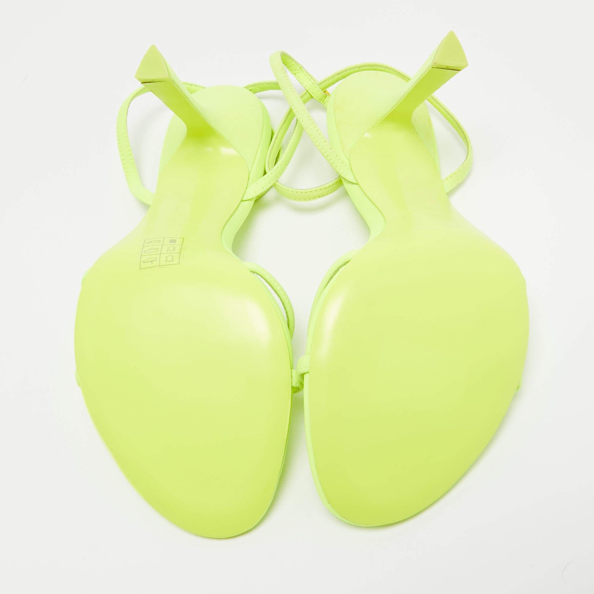 Alexander Wang Neon Green Fabric Dahlia Ankle Strap Sandals Size 40 2