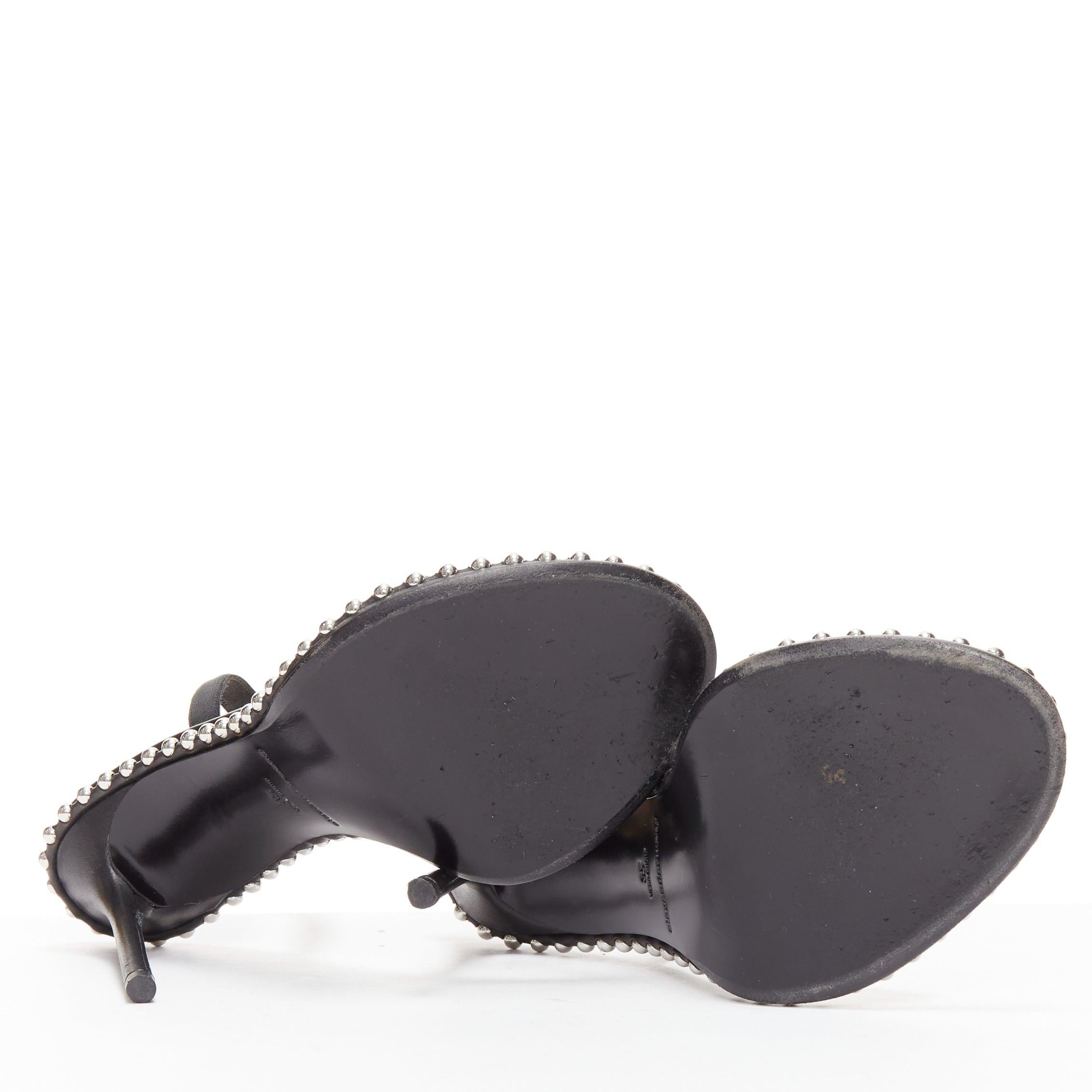 ALEXANDER WANG Nova 105 silver studded black logo slingback heels EU35 For Sale 7