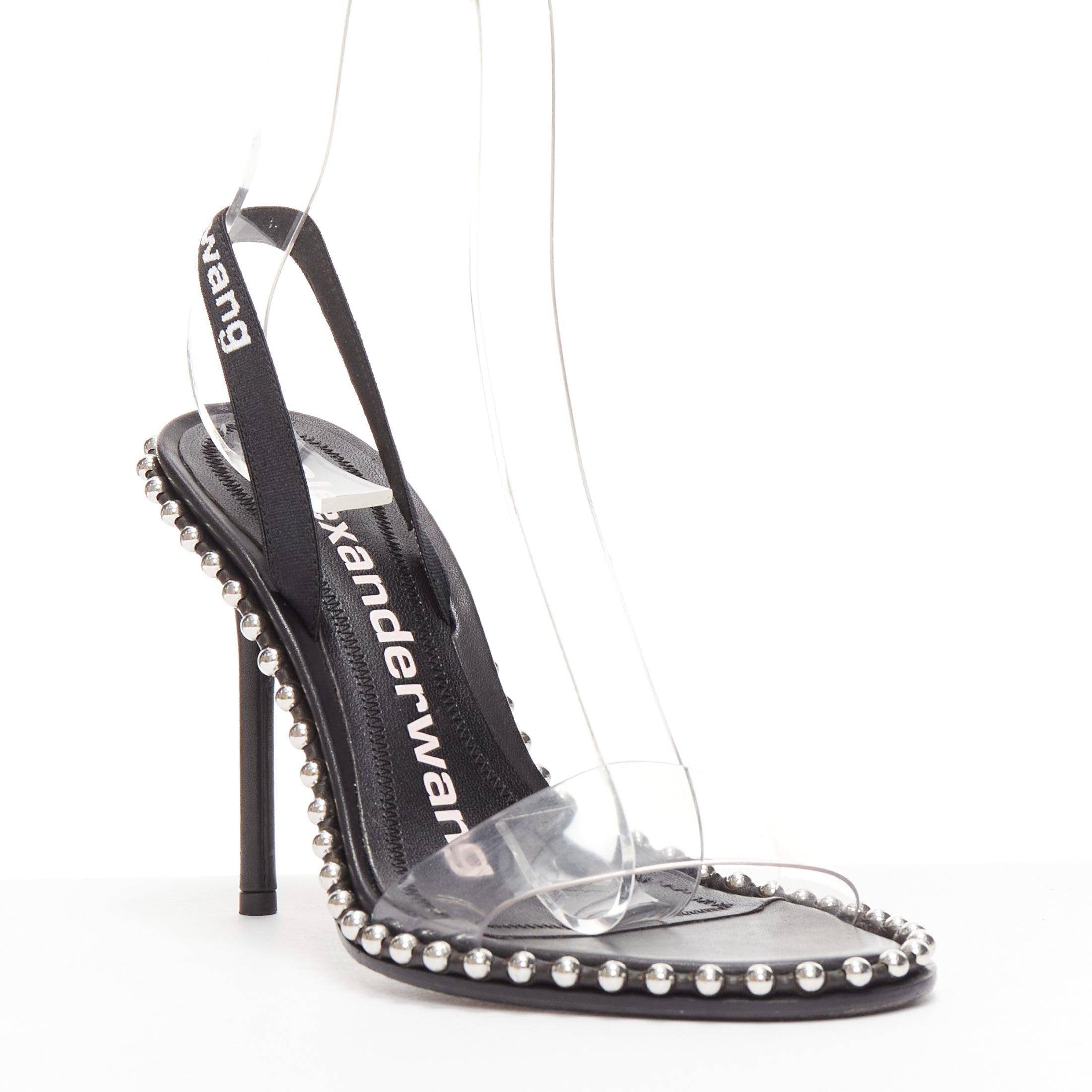 ALEXANDER WANG Nova 105 silver studded black logo slingback heels EU35
Reference: YIKK/A00040
Brand: Alexander Wang
Designer: Alexander Wang
Model: Nova 105
Material: Leather, Fabric
Color: Black, Silver
Pattern: Solid
Closure: Elasticated
Lining: