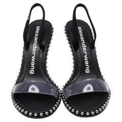 Alexander Wang Nova Studded Slingback Sandal Heels in Black Leather