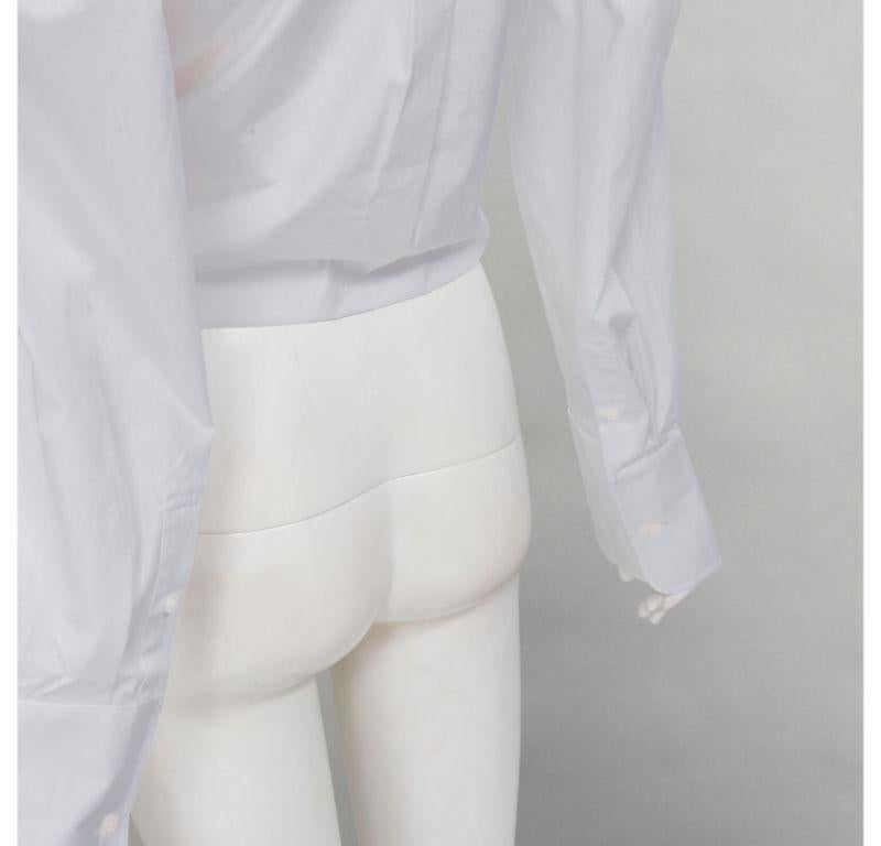ALEXANDER WANG nude yoke white crystal embellished off shoulder cropped shirt S For Sale 2