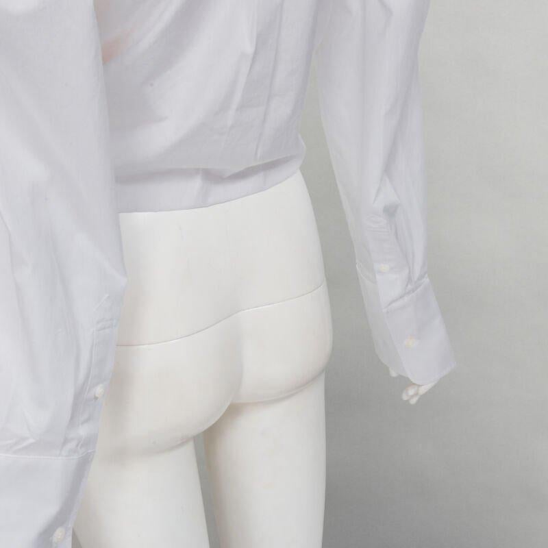 ALEXANDER WANG nude yoke white crystal embellished off shoulder cropped shirt S For Sale 3