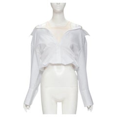 ALEXANDER WANG - Chemise courte à épaules dénudées, empiècement blanc orné de cristaux S