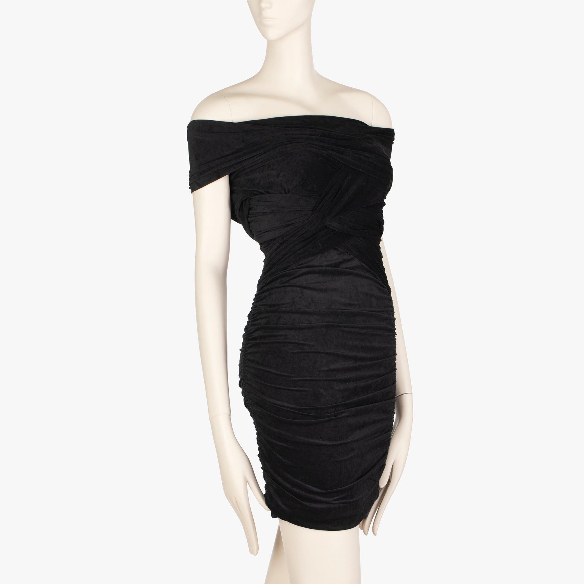 Noir Mini robe froncée noire à épaules dénudées Alexander Wang - Taille  XS en vente