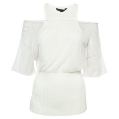 Alexander Wang Off-White Cotton knit Sheer Overlay Top L