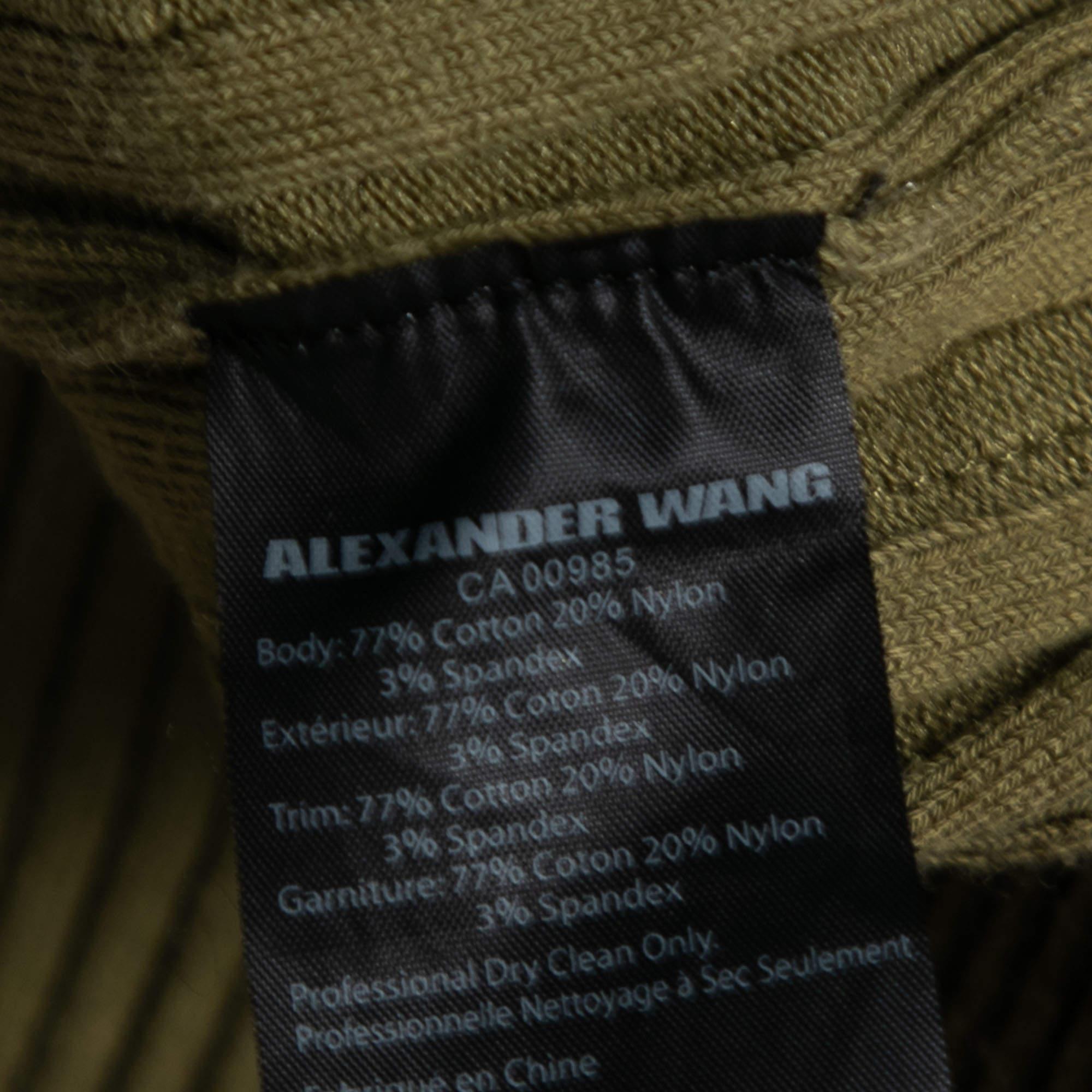 Alexander Wang Olive Green Rib Knit Sleeveless Dress M For Sale 1