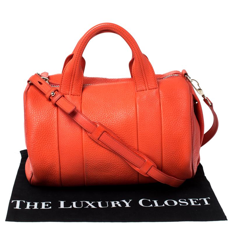 Alexander Wang Orange Pebbled Leather Rocco Duffel Bag 5