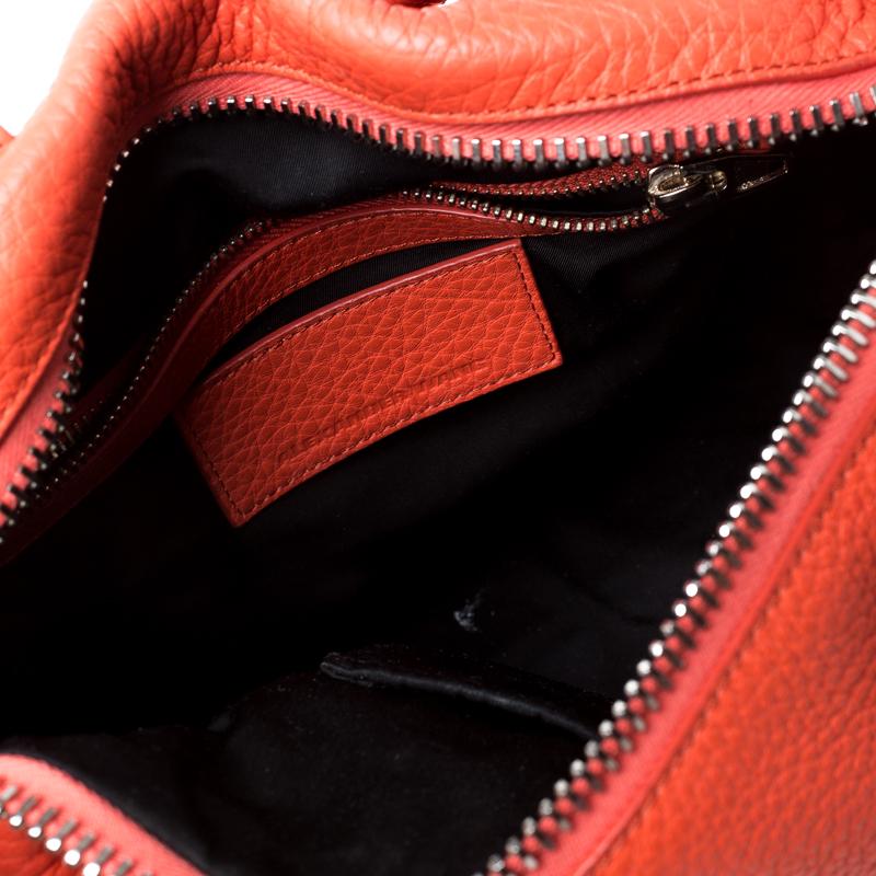 Red Alexander Wang Orange Pebbled Leather Rocco Duffel Bag
