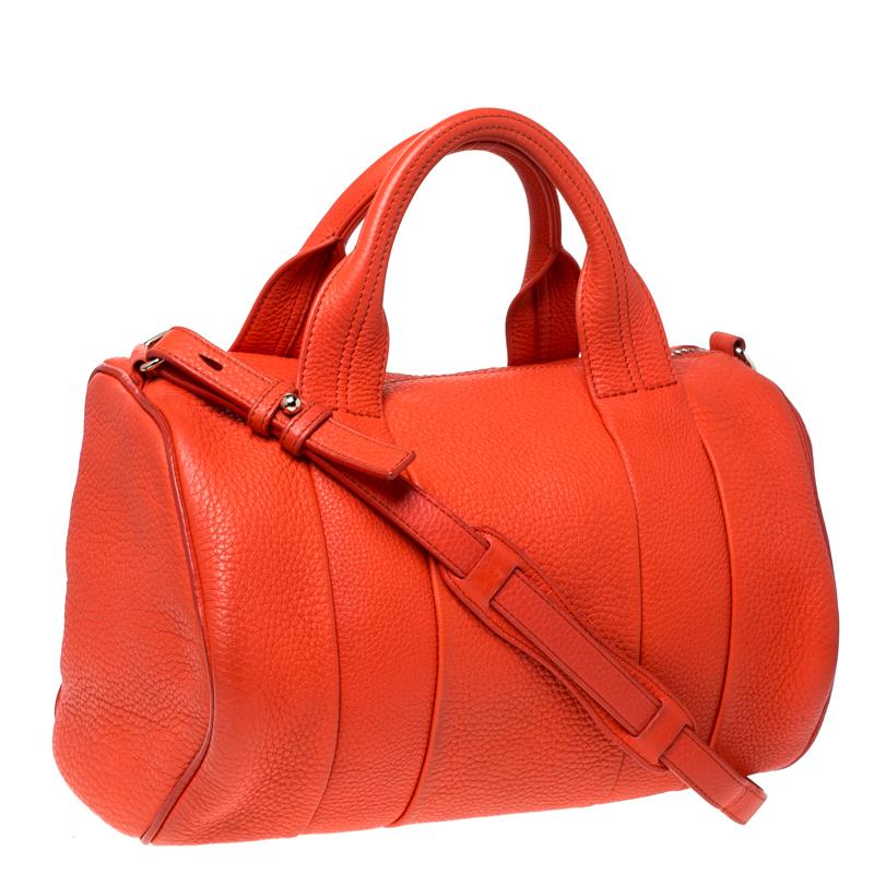 Women's Alexander Wang Orange Pebbled Leather Rocco Duffel Bag