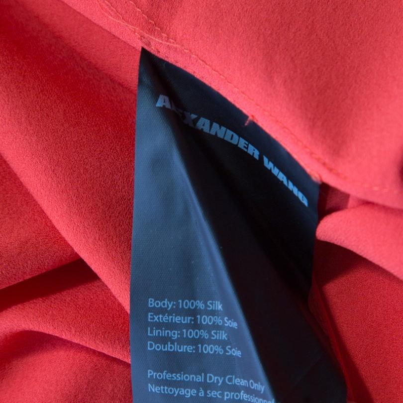 Alexander Wang Orange Silk Asymmetric Sleeve Sheath Dress S In Good Condition In Dubai, Al Qouz 2