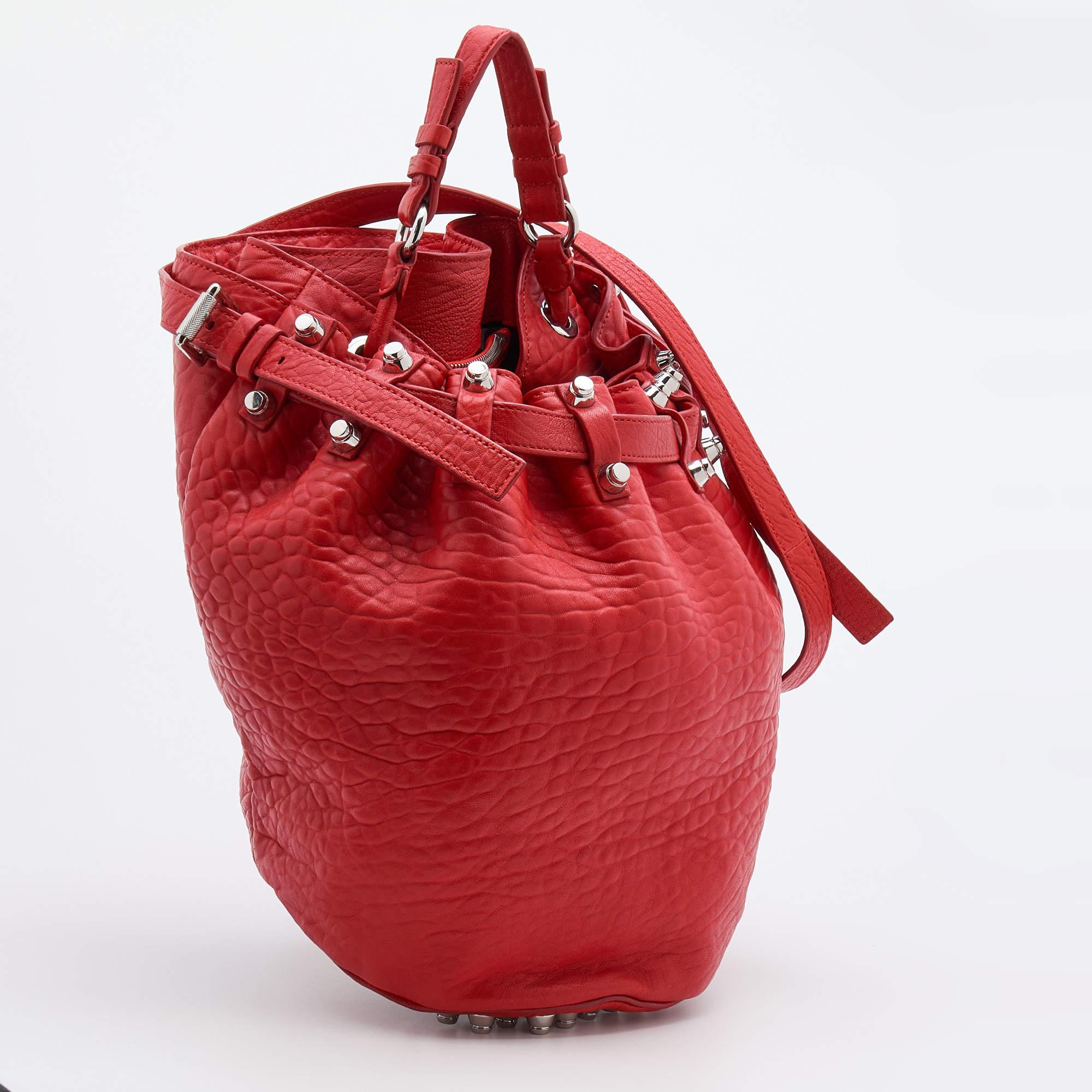 Women's Alexander Wang Orange Textured Leather Diego Bucket Bag
