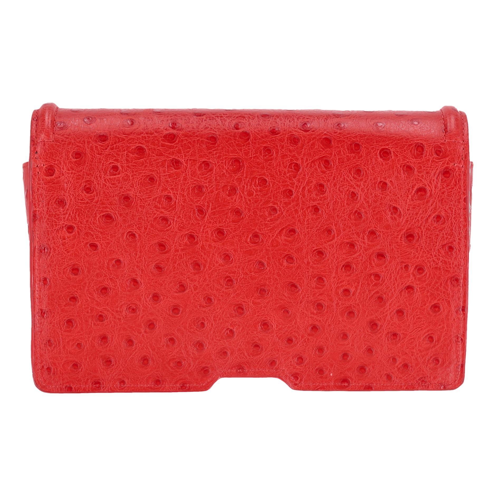 Alexander Wang Ostrich Embossed Leather Sunglasses Case//Clutch Bag

Red oversized sunglasses case crafted in full grain, ostrich embossed leather.

Featuring front flap leading to suede black branded interior with zipped pocket.

It can be also
