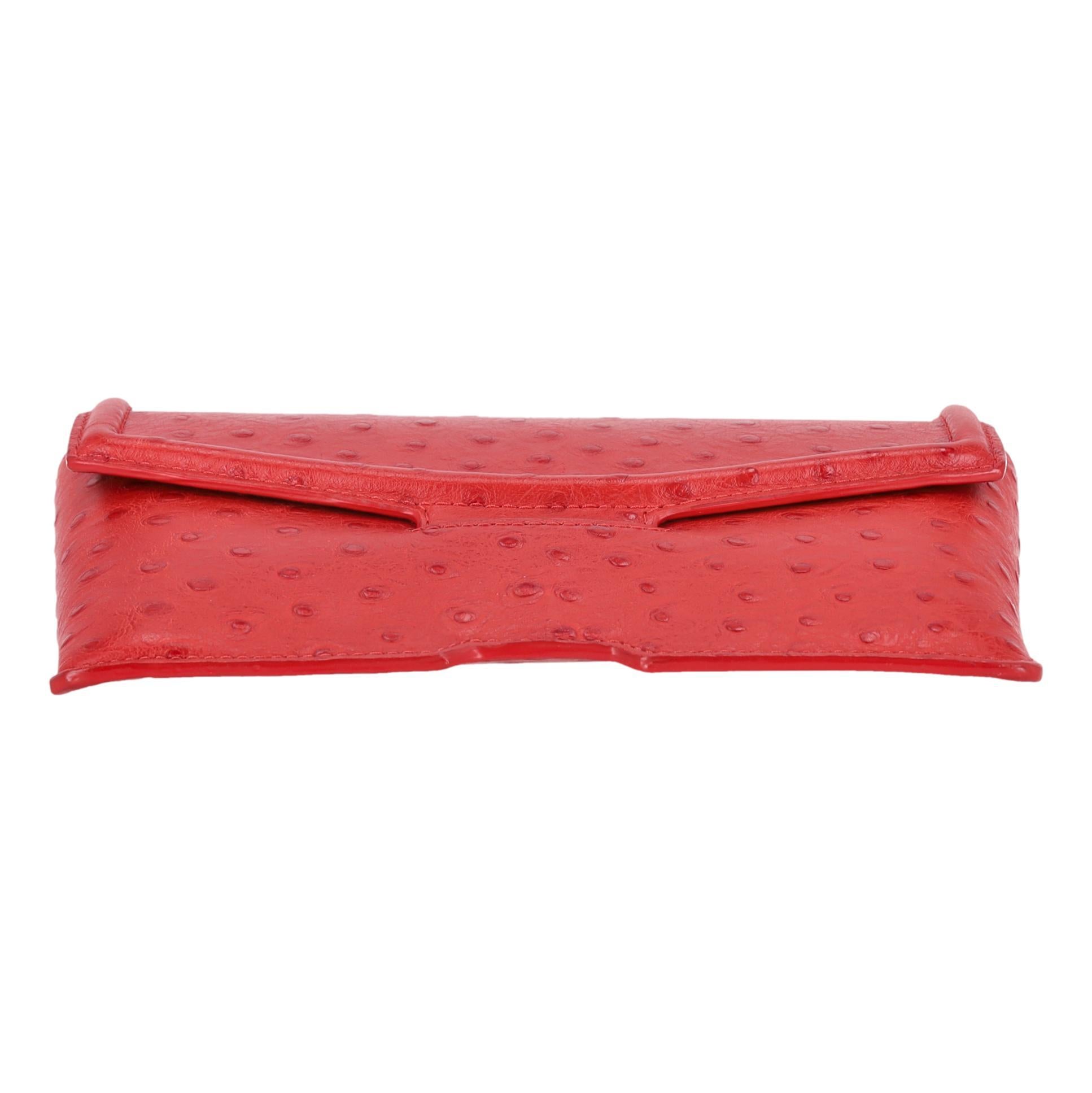 Alexander Wang Ostrich Embossed Leather Sunglasses Case//Clutch Bag In Excellent Condition For Sale In London, GB