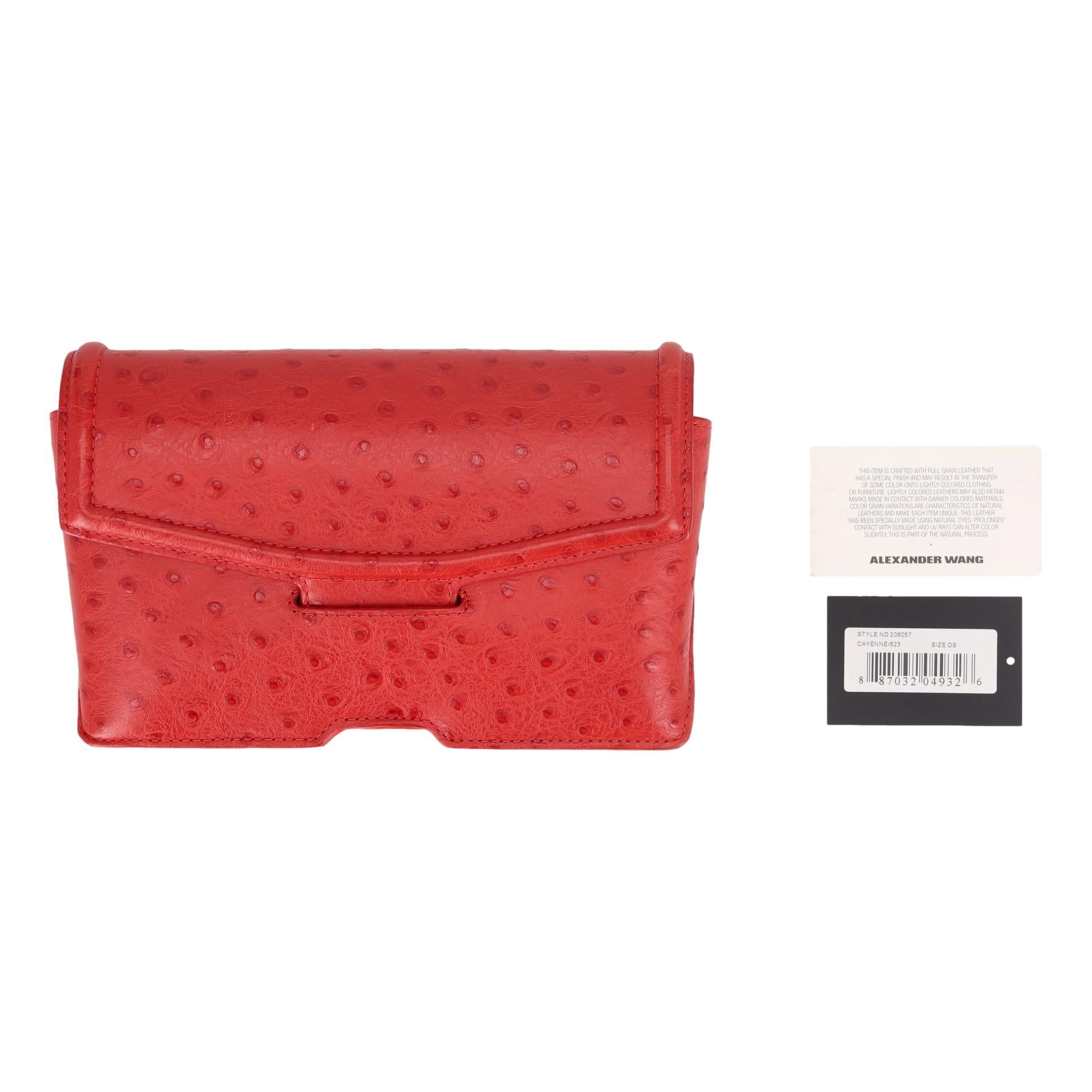 Women's Alexander Wang Ostrich Embossed Leather Sunglasses Case//Clutch Bag For Sale