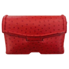 Alexander Wang Ostrich Embossed Leather Sunglasses Case/Clutch Bag