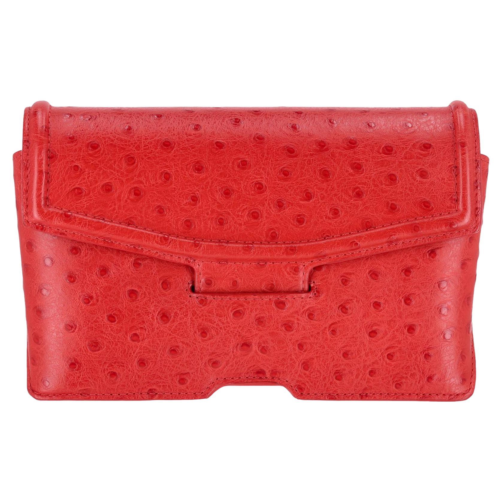 Alexander Wang Ostrich Embossed Leather Sunglasses Case//Clutch Bag For Sale