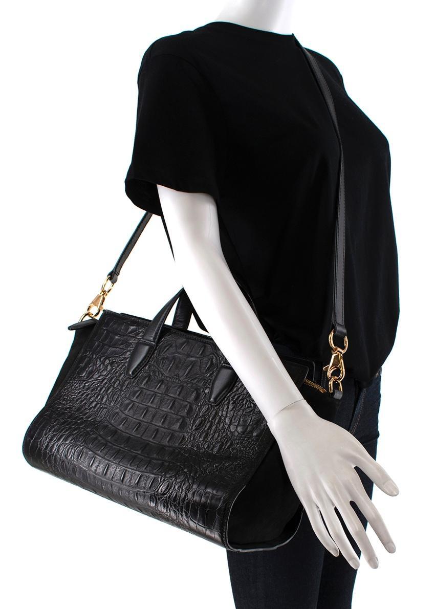 Alexander Wang Pelican Black Crocodile Embossed Tote Bag For Sale 1