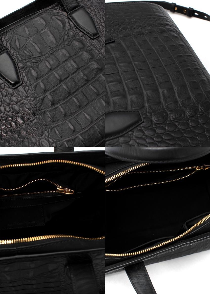 Alexander Wang Pelican Black Crocodile Embossed Tote Bag For Sale 2