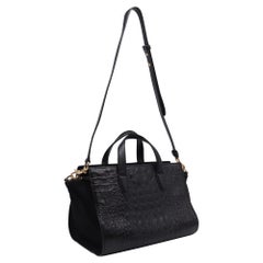 Alexander Wang „Pelican“ Tote-Tasche aus schwarzem Leder mit Krokodilprägung