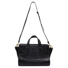 Alexander Wang „Pelican“ Tote-Tasche aus schwarzem Leder mit Krokodilprägung