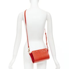 ALEXANDER WANG Pelican Sling red croc embossed leather studded crossbody bag
