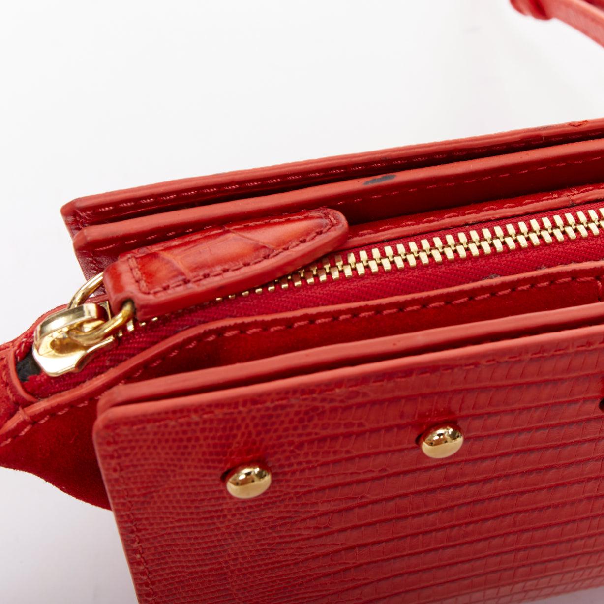 ALEXANDER WANG Pelican Sling rote, mit Krokoprägung versehene Crossbody-Tasche aus Leder im Angebot 2