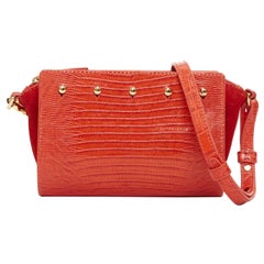 ALEXANDER WANG Pelican Sling rote, mit Krokoprägung versehene Crossbody-Tasche aus Leder