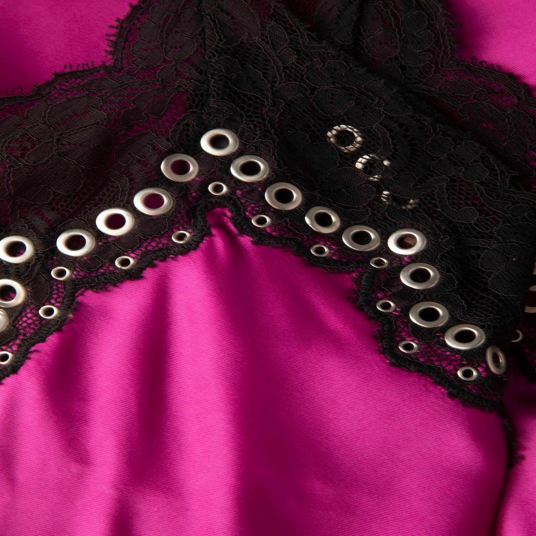 Rose Alexander Wang - Robe midi en dentelle rose et noire - Taille S en vente