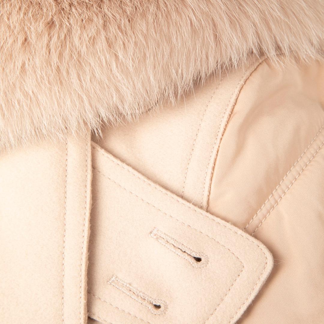 Beige Alexander Wang Pink Wool Fox Fur Collar Long Coat Size M For Sale