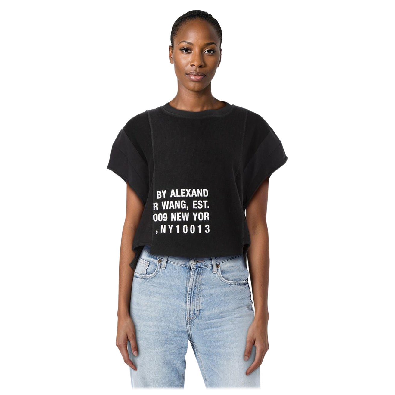 Alexander Wang Printed Waffle Knit Logo T-Shirt Size XS For Sale