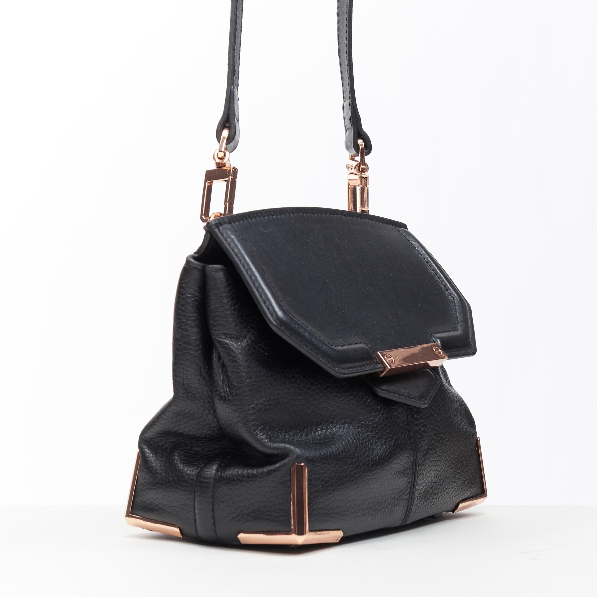 ALEXANDER WANG Prism black leather copper hardware flap shoulder bag In Good Condition In Hong Kong, NT