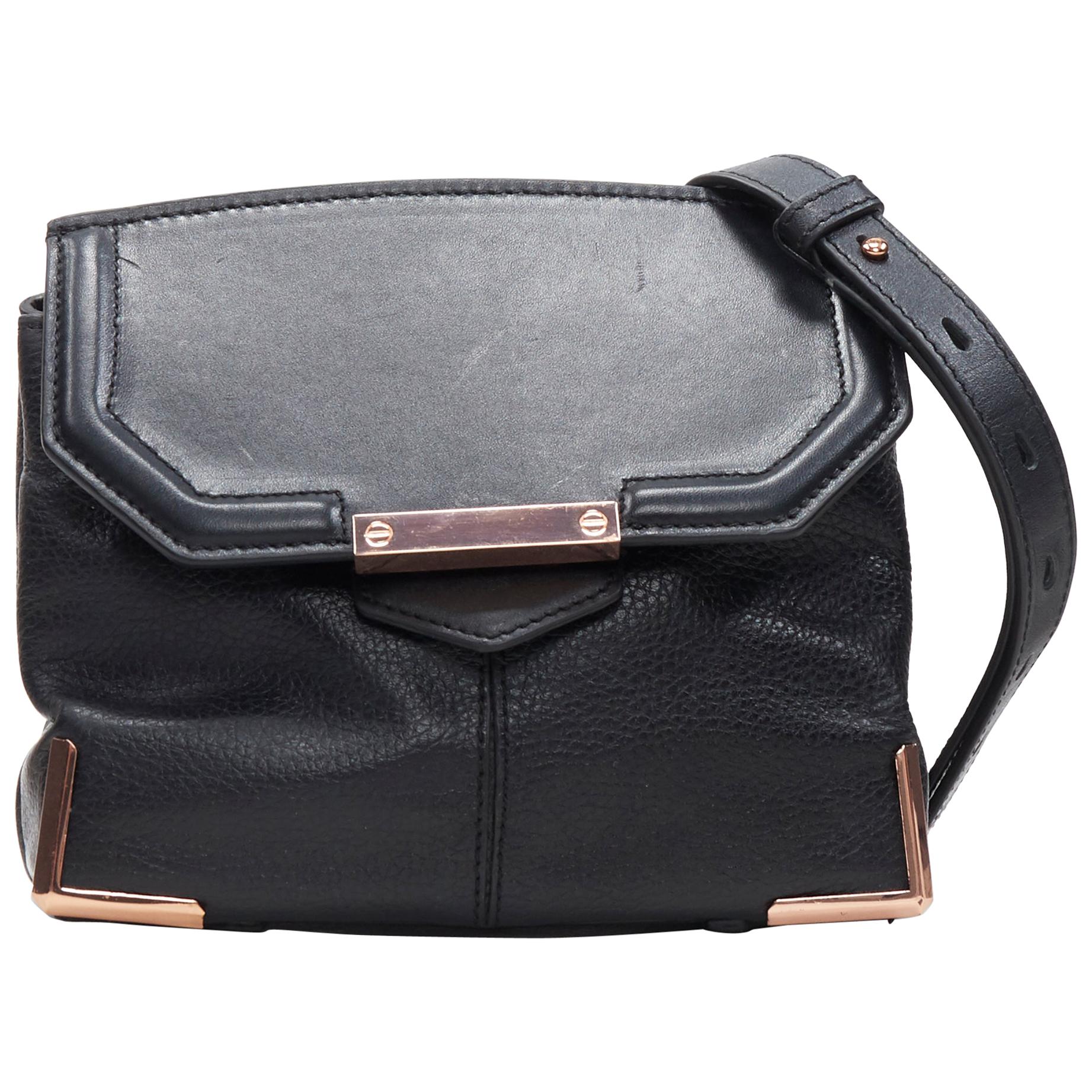 ALEXANDER WANG Prism black leather copper hardware flap shoulder bag